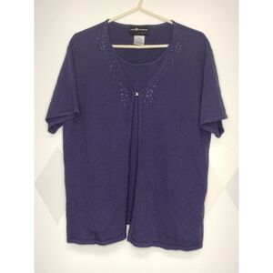 Sag Harbor purple top with attached cardigan look